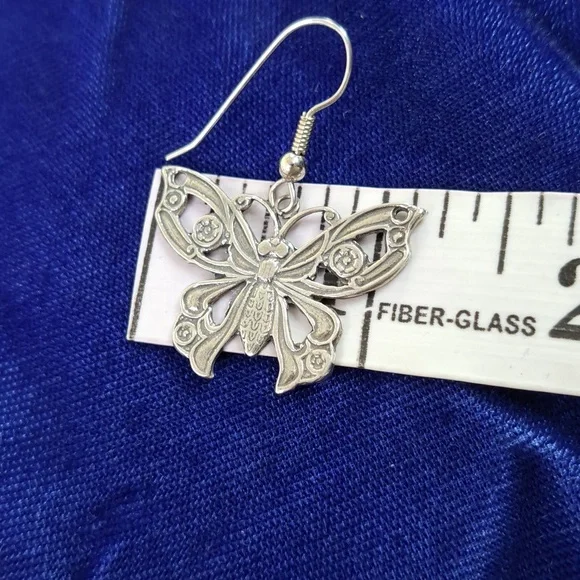 Butterfly ๐ฆ Sterling Silver Dangle Hook Style Earrings - Picture 10 of 15